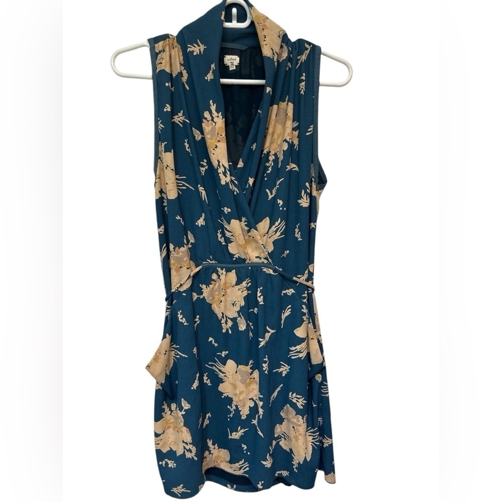 Wilfred Aritzia Sabine Turquoise Floral Sleeveless Dress